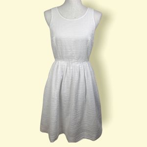 J. Crew White Cotton Seersucker A-Line Sleeveless Vintage Dress Size 6